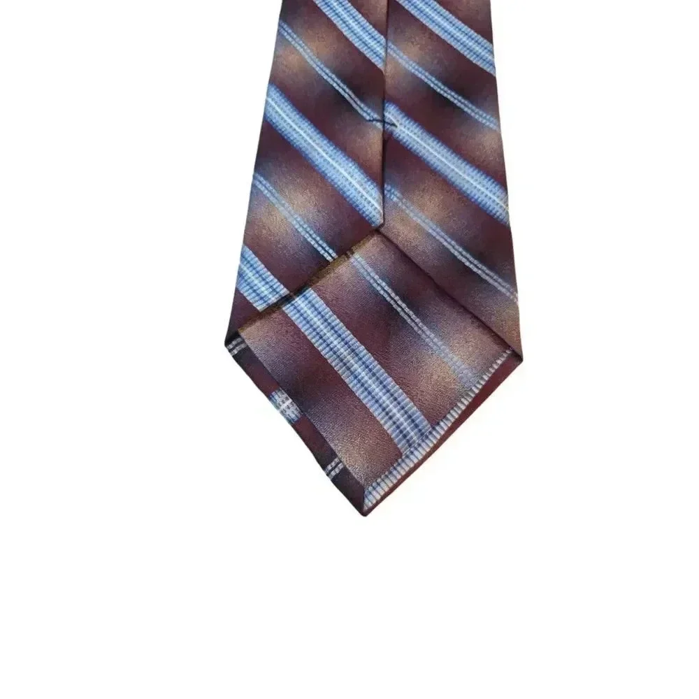 Pronto-Uomo Neck Tie Mens Blue Striped Luxury 100% Silk Handmade Business Power‎
